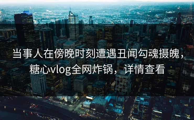当事人在傍晚时刻遭遇丑闻勾魂摄魄，糖心vlog全网炸锅，详情查看
