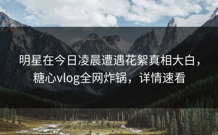 明星在今日凌晨遭遇花絮真相大白，糖心vlog全网炸锅，详情速看