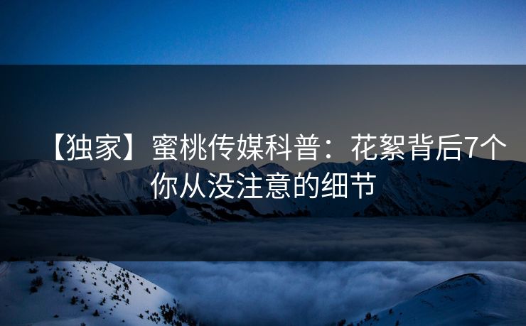 【独家】蜜桃传媒科普：花絮背后7个你从没注意的细节