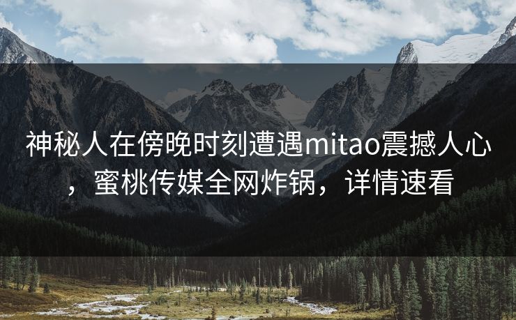神秘人在傍晚时刻遭遇mitao震撼人心，蜜桃传媒全网炸锅，详情速看