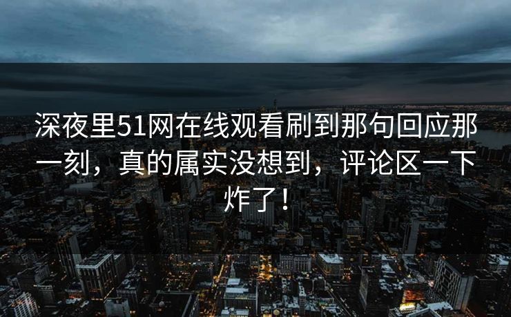 深夜里51网在线观看刷到那句回应那一刻，真的属实没想到，评论区一下炸了！
